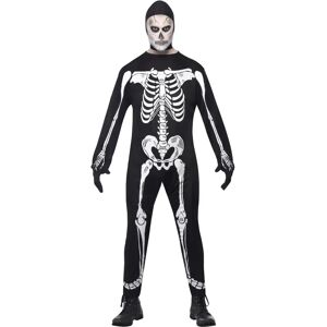 Smiffys Skeleton Jumpsuit Costume - Adult Halloween Black Smiffys Skeleton Jumpsuit Costume - Adult Halloween Black