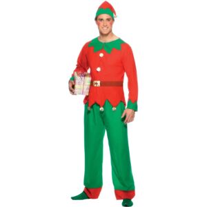 Smiffys Men's Elf Costume - Red and Green Festive Dress Smiffys Men's Elf Costume - Red and Green Festive Dress