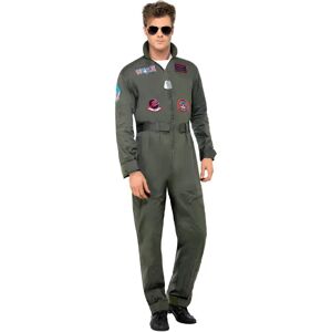 Smiffys Top Gun Deluxe Costume - Green, Jumpsuit & Sunglasses Smiffys Top Gun Deluxe Costume - Green, Jumpsuit & Sunglasses