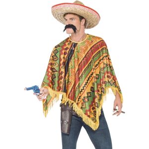 Smiffys Orange Men's Fancy Dress Poncho With Moustache - Mexican Costume Smiffys Orange Men's Fancy Dress Poncho With Moustache - Mexican Costume