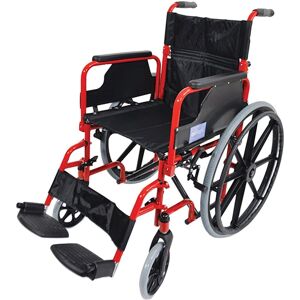 Aidapt Deluxe Self Propelled Steel Wheelchair - Red - Lightweight & Foldable Aidapt Deluxe Self Propelled Steel Wheelchair - Red - Lightweight & Foldable