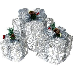 Sthelens Silver Light-Up Christmas Gift Boxes 3x Set Sthelens Silver Light-Up Christmas Gift Boxes 3x Set