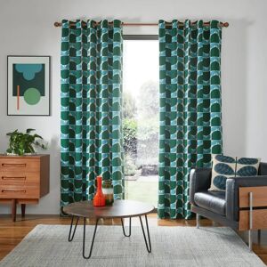 Orla Kiely Block Stem Jade Lined Eyelet Curtains - Eyelet Curtains Orla Kiely Block Stem Jade Lined Eyelet Curtains - Eyelet Curtains