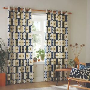 Orla Kiely Abacus Flower Navy Cotton Eyelet Curtains - Curtains Orla Kiely Abacus Flower Navy Cotton Eyelet Curtains - Curtains