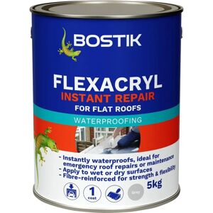 Bostik Flexacryl Grey Waterproofing - Instant Flat Roof Repair - 5kg Bostik Flexacryl Grey Waterproofing - Instant Flat Roof Repair - 5kg