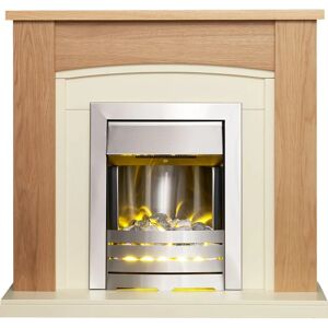 Adam Chilton - Oak Helios Brushed Steel - 39 Inch - Fireplace Adam Chilton - Oak Helios Brushed Steel - 39 Inch - Fireplace