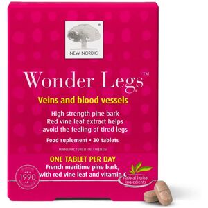 New Nordic Wonder Legs Tablets - Veins and blood vessels - Pine bark with red vine leaf - Helps avoid tired legs - 30 and 60 tablets New Nordic Wonder Legs Tablets - Veins and blood vessels - Pine bark with red vine leaf - Helps avoid tired legs - 30 and 60 tablets