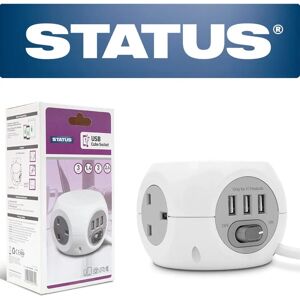 Status 3-in-1 Power Cube Socket - USB & Extension Lead Status 3-in-1 Power Cube Socket - USB & Extension Lead