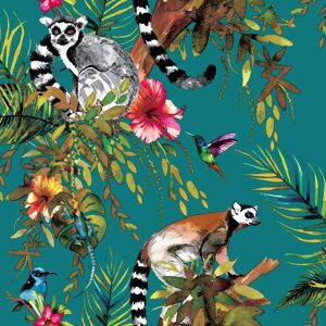 Holden Decor Lemur Wallpaper Teal 12402 - Wallpaper Holden Decor Lemur Wallpaper Teal 12402 - Wallpaper