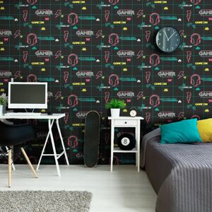Holden Decor Gamer Wallpaper Black Neon Pink - Wallpaper Holden Decor Gamer Wallpaper Black Neon Pink - Wallpaper