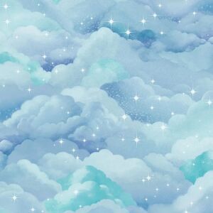Holden Decor Dreamland Cloud Wallpaper - Aqua Blue & Stars Holden Decor Dreamland Cloud Wallpaper - Aqua Blue & Stars
