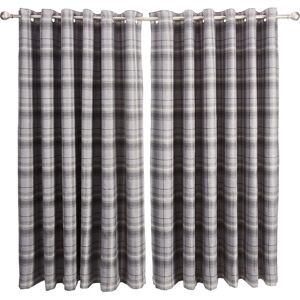 Gordon John Ltd. Gorden John Textiles Carnoustie Curtains Blackout Eyelet Woven Check Grey - Curtain Gordon John Ltd. Gorden John Textiles Carnoustie Curtains Blackout Eyelet Woven Check Grey - Curtain
