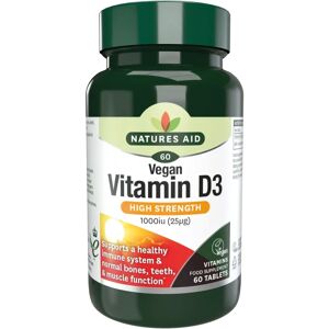 Natures Aid Vegan Vitamin D3 1000iu - Supports Bones & Immunity Natures Aid Vegan Vitamin D3 1000iu - Supports Bones & Immunity
