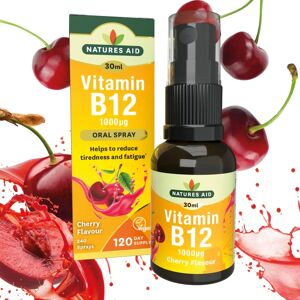 Natures Aid Cherry Vitamin B12 1000 IU Oral Spray - 30ml Natures Aid Cherry Vitamin B12 1000 IU Oral Spray - 30ml