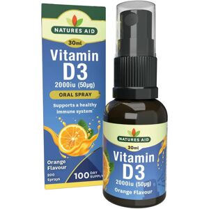 Natures Aid Vitamin D3 Spray - Orange - 2000iu - 30ml - Supports Bones & Immune Natures Aid Vitamin D3 Spray - Orange - 2000iu - 30ml - Supports Bones & Immune