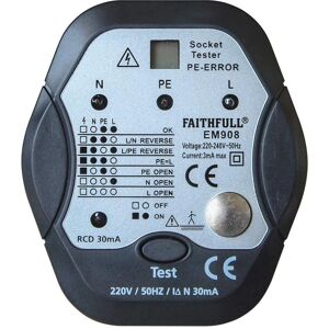 Faithfull EM908 Socket Polarity Tester with RCD Test - Electrical Testing Tool Faithfull EM908 Socket Polarity Tester with RCD Test - Electrical Testing Tool
