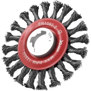 Faithfull X-LOCK Conical Wire Brush - 115mm, Steel, M14x2 Faithfull X-LOCK Conical Wire Brush - 115mm, Steel, M14x2
