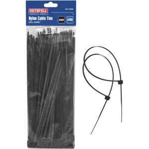 Faithfull FAICT250B Cable Ties - Black 250mm - Cable Ties Faithfull FAICT250B Cable Ties - Black 250mm - Cable Ties