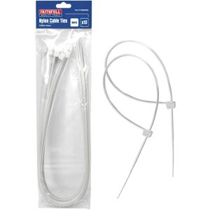 Faithfull Heavy-Duty Nylon Cable Ties - White 1200mm x 9mm - Pack of 10 Faithfull Heavy-Duty Nylon Cable Ties - White 1200mm x 9mm - Pack of 10
