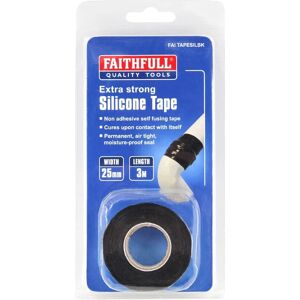 Faithfull Black Silicone Tape - Self-Fusing, Airtight, 25mm x 3m Faithfull Black Silicone Tape - Self-Fusing, Airtight, 25mm x 3m