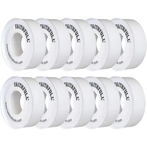 Faithfull FAITAPEPTF10 White P.T.F.E Tape - 12mm x 12m - Pack of 10 Faithfull FAITAPEPTF10 White P.T.F.E Tape - 12mm x 12m - Pack of 10