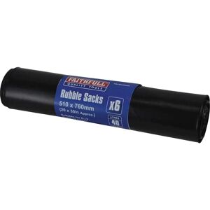 Faithfull FAIBAGRS6 Black Rubble Sacks - Rubble Sacks, 40L, Pack of 6 Faithfull FAIBAGRS6 Black Rubble Sacks - Rubble Sacks, 40L, Pack of 6