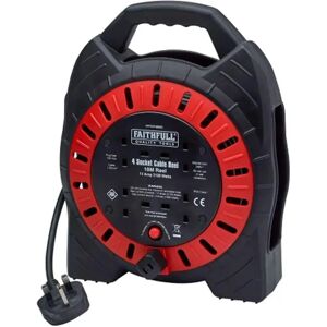 Faithfull Power Plus FPPCR10MSE Semi-Enclosed Cable Reel - 240V, 10m, 4 Sockets Faithfull Power Plus FPPCR10MSE Semi-Enclosed Cable Reel - 240V, 10m, 4 Sockets
