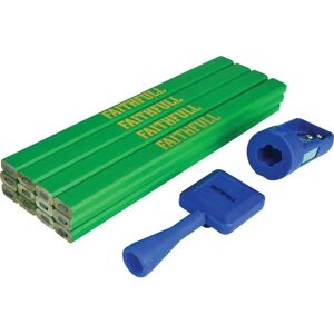 Faithfull Green Carpenter's Pencil Kit - Carpenters Pencil Kit - Hard - 12 Pcs Faithfull Green Carpenter's Pencil Kit - Carpenters Pencil Kit - Hard - 12 Pcs