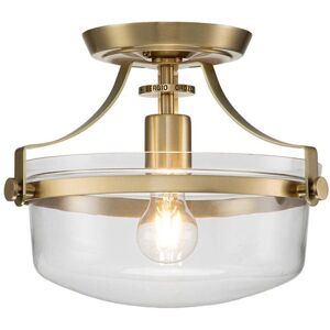 Quoizel Penn Station Brushed Brass Semi Flush Ceiling Light Quoizel Penn Station Brushed Brass Semi Flush Ceiling Light