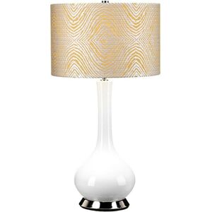 Elstead Milo Table Lamp - Round Shade, Nickel, White, Yellow Elstead Milo Table Lamp - Round Shade, Nickel, White, Yellow