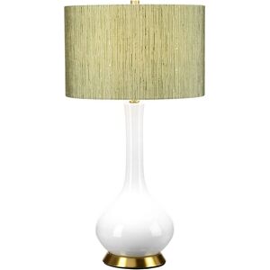 Elstead Milo Table Lamp - Round Shade, Aged Brass, White, Green Elstead Milo Table Lamp - Round Shade, Aged Brass, White, Green