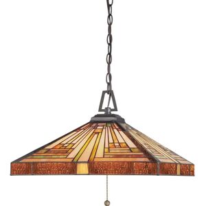 Suspension de Plafond Tiffany Quoizel Stephen - Bronze Vintage - 3 Ampoules - Publicité Suspension de Plafond Tiffany Quoizel Stephen - Bronze Vintage - 3 Ampoules - Publicité