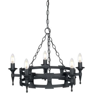 Elstead Lighting Saxon 5 Light Chandelier - wrought iron, black, 60W, dimmable Elstead Lighting Saxon 5 Light Chandelier - wrought iron, black, 60W, dimmable