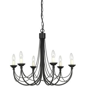 Elstead Lighting Carisbrooke 6 Light Multi Arm Chandelier - Black Finish Elstead Lighting Carisbrooke 6 Light Multi Arm Chandelier - Black Finish