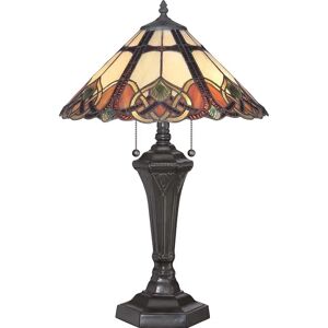 Quoizel Vintage Bronze Tiffany Glass 2-Light Table Lamp Quoizel Vintage Bronze Tiffany Glass 2-Light Table Lamp