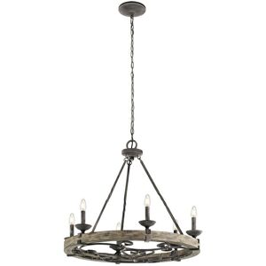 Elstead Lighting Elstead Taulbee 6 Light Chandelier - Weathered Zinc Grey Wood Veneer Elstead Lighting Elstead Taulbee 6 Light Chandelier - Weathered Zinc Grey Wood Veneer