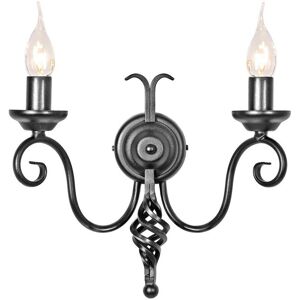 Netlighting Harlech 2 Light Indoor Candle Wall Light Black - Applique murale - Publicité Netlighting Harlech 2 Light Indoor Candle Wall Light Black - Applique murale - Publicité