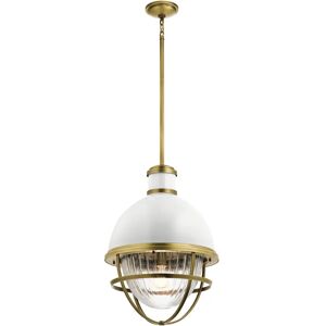 Kichler Tollis Globe Pendant Ceiling Light - Natural Brass & White Kichler Tollis Globe Pendant Ceiling Light - Natural Brass & White