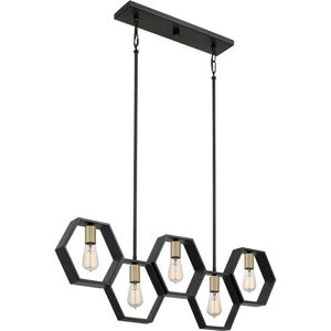 Quoizel Bismarck Black Steel Ceiling Light - Modern Geometric Pendant Quoizel Bismarck Black Steel Ceiling Light - Modern Geometric Pendant