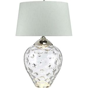 Quintiesse Samara Large Table Lamp - Blue Glass Base & Taupe Silk Shade Quintiesse Samara Large Table Lamp - Blue Glass Base & Taupe Silk Shade