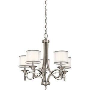 Lampadario Kichler Lacey 5 luci - Rete di lino, Vetro opale, Acciaio Lampadario Kichler Lacey 5 luci - Rete di lino, Vetro opale, Acciaio