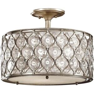 Feiss Lucia 3 Light Semi-Flush Crystal Ceiling Fitting - Ceiling Light - Burnished Silver Feiss Lucia 3 Light Semi-Flush Crystal Ceiling Fitting - Ceiling Light - Burnished Silver