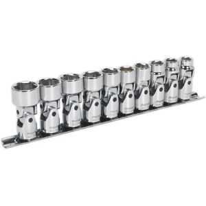 Sealey AK2710 Universal Joint Socket Set - 10pc, 3/8"Sq Drive, WallDrive, Metric Sealey AK2710 Universal Joint Socket Set - 10pc, 3/8"Sq Drive, WallDrive, Metric