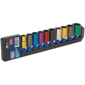 Sealey AK288 Multi-Coloured Socket Set - 10Pc, 1/2"Sq Drive, 6Pt, Walldrive, Metric Sealey AK288 Multi-Coloured Socket Set - 10Pc, 1/2"Sq Drive, 6Pt, Walldrive, Metric