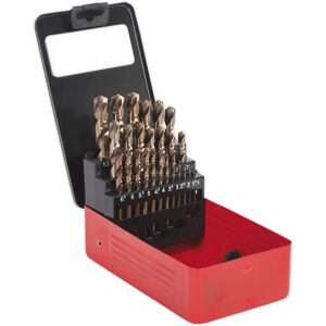 Sealey AK4702 Cobalt Drill Bit Set - 25pc, Metal Case Sealey AK4702 Cobalt Drill Bit Set - 25pc, Metal Case