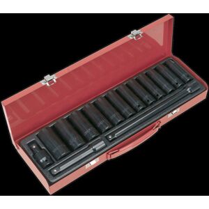 Sealey AK5815M Impact Socket Set 15pc 1/2"Sq Drive Deep Metric Sealey AK5815M Impact Socket Set 15pc 1/2"Sq Drive Deep Metric