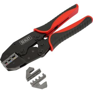 Sealey AK3857 Ratchet Crimping Tool - Steel, 220mm, Interchangeable Jaws Sealey AK3857 Ratchet Crimping Tool - Steel, 220mm, Interchangeable Jaws