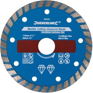 Silverline Marble Cutting Diamond Blade 110 x 20mm Castellated Continuous Rim - Diamond Blade for Marble Cutting Silverline Marble Cutting Diamond Blade 110 x 20mm Castellated Continuous Rim - Diamond Blade for Marble Cutting