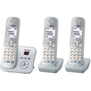 Telefono DECT Panasonic KX-TG6823 argento/bianco con 3 dispositivi Telefono DECT Panasonic KX-TG6823 argento/bianco con 3 dispositivi