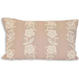 Paoletti Capucine Taupe Cotton Cushion - 30x50cm - Floral Embroidered Paoletti Capucine Taupe Cotton Cushion - 30x50cm - Floral Embroidered